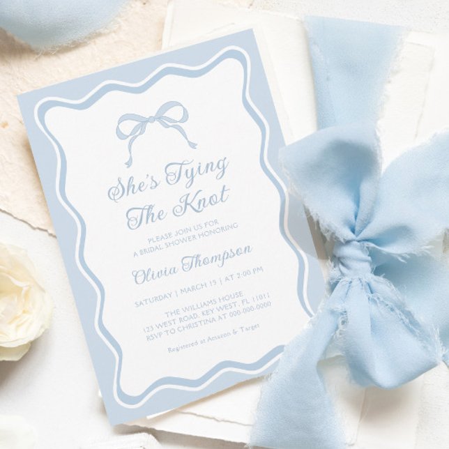 Invitación Blue Bow está atando la ducha nupcial (Subido por el creador)