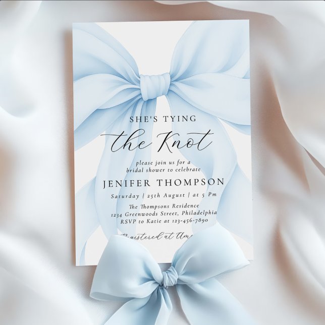 Invitación Blue Bow está atando la ducha nupcial (Subido por el creador)