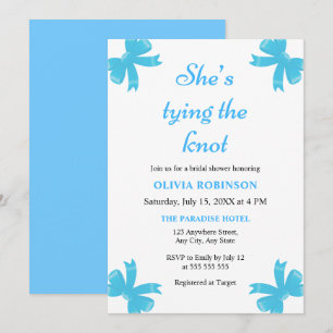 Invitación Blue Bow está atando la ducha nupcial
