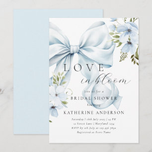 Invitación Blue Bow Floral Bridal Shower