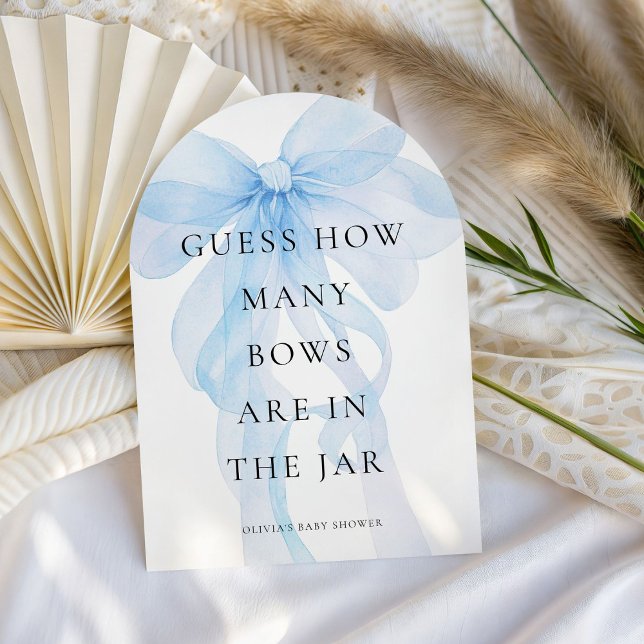 Invitación Blue Bow Guess How Many Game Baby Shower card (Subido por el creador)