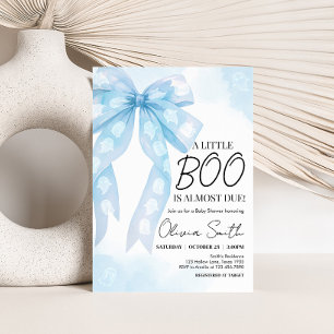 Invitación Blue Bow Little Boo Baby Shower