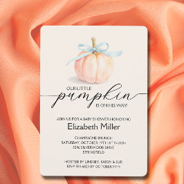 Invitación Blue Bow Little Pumpkin Boy Baby Shower