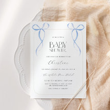 Blue Bow Minimalista Boy Baby Shower