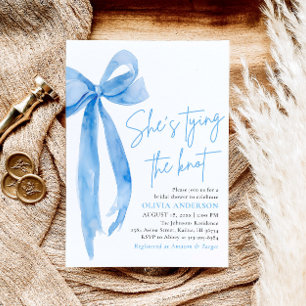 Invitación Blue Bow moderno está atando la ducha nupcial
