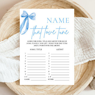 Invitación Blue Bow Name That Love Tune Briower Shower Game