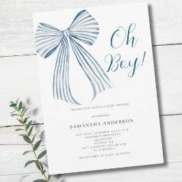Invitación Blue Bow Oh Boy Baby Shower