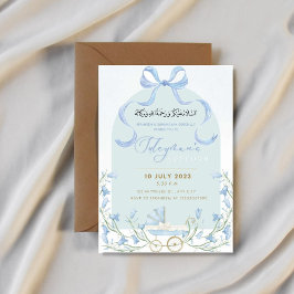 Invitación Blue Bow Ribbon Bluebell Aqeeqah Invita