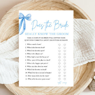 Invitación Blue Bow ¿Sabe Realmente La Novia El Juego De Groo