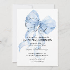 Invitación Blue Bow She's tying the knot Bridal Shower