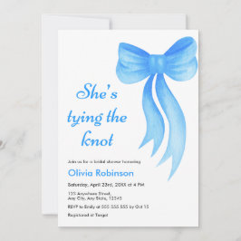 Invitación Blue Bow She's Tying the Knot Bridal Shower 