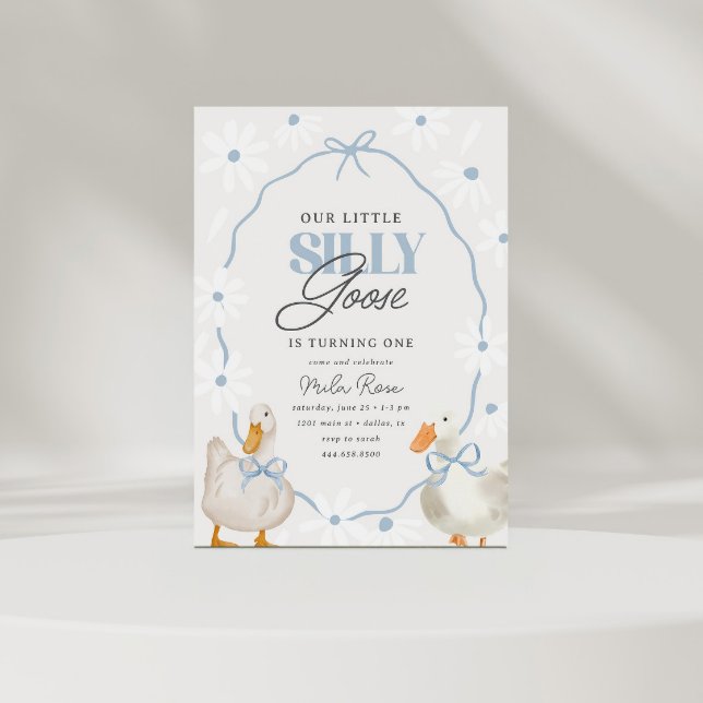 Invitación Blue Bow Silly Goose Coquette Cumpleaños (Subido por el creador)