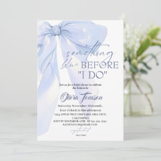 Invitación Blue Bow Something Blue Before I DO Bridal Shower