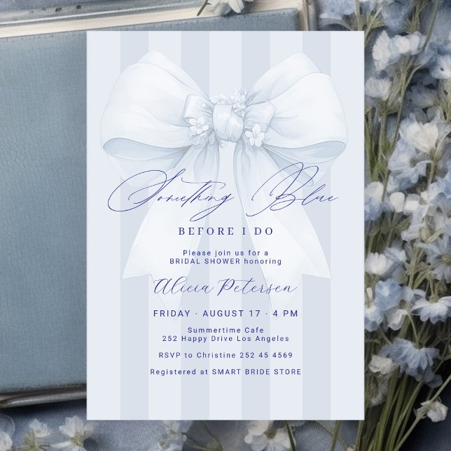 Invitación Blue bow something blue before I do bridal shower (Subido por el creador)