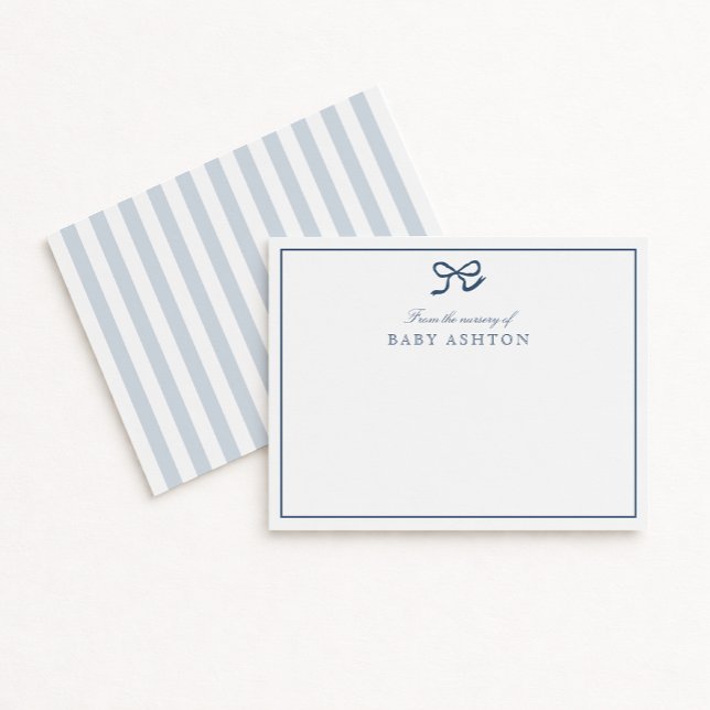 Invitación Blue Bow & Stripes from the Nursery of, Gracias (Subido por el creador)