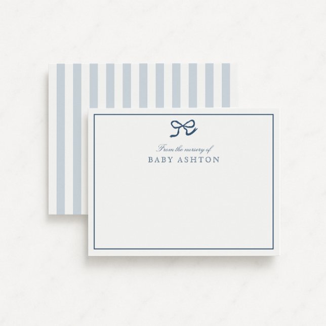 Invitación Blue Bow & Stripes from the Nursery of, Gracias (Subido por el creador)