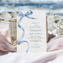 Invitación Blue Bow Sweet 16 Birthday Invitation