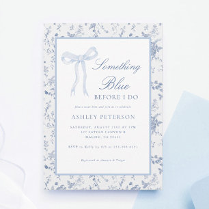 Invitación Blue Bow Toile Algo Azul Brilla Ducha