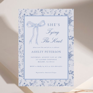 Invitación Blue Bow Toile está atando la ducha nupcial