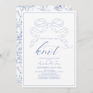 Invitación Blue Bow Tying Knot Bridal Shower