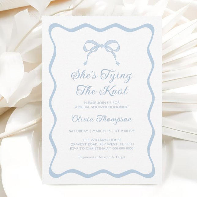 Invitación Blue Bow Tying Knot Bridal Shower (Subido por el creador)