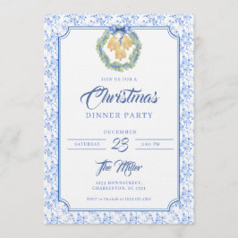 Invitación Blue Bow Watercolor Wreath Grandmillenial