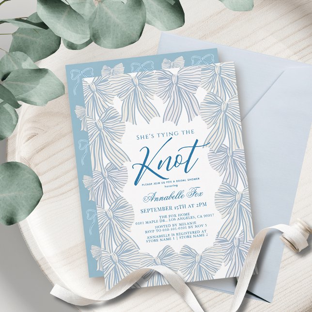 Invitación Blue Bows atando la ducha nupcial (Subido por el creador)