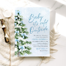 Invitación Blue Bows Baby It's Frío fuera de Baby Shower