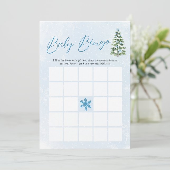 Invitación Blue Bows Christmas Baby Bingo Baby Shower Game (Anverso de pie)