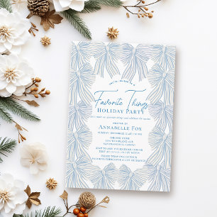 Invitación Blue Bows Cosas Favoritas Navidades Fiesta de vaca