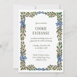 Invitación Blue Bows y Holly Garland