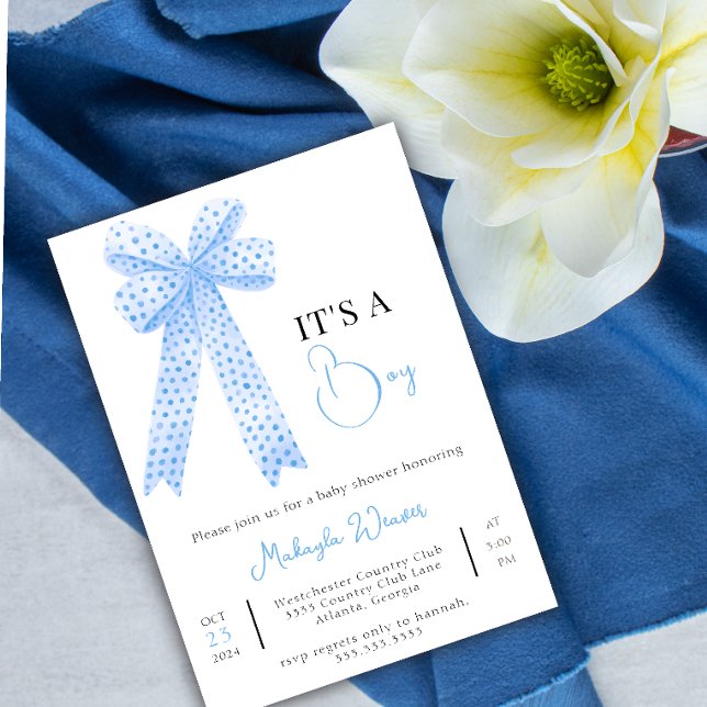 Invitación Blue BowTemplate Impresión para niño niño niño duc (Subido por el creador)