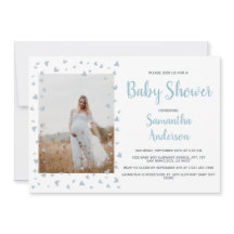 Blue Boy Baby Shower Elegant Dusty Heart Photo