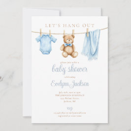 Invitación Blue Boy Clothesline Baby Shower All In One