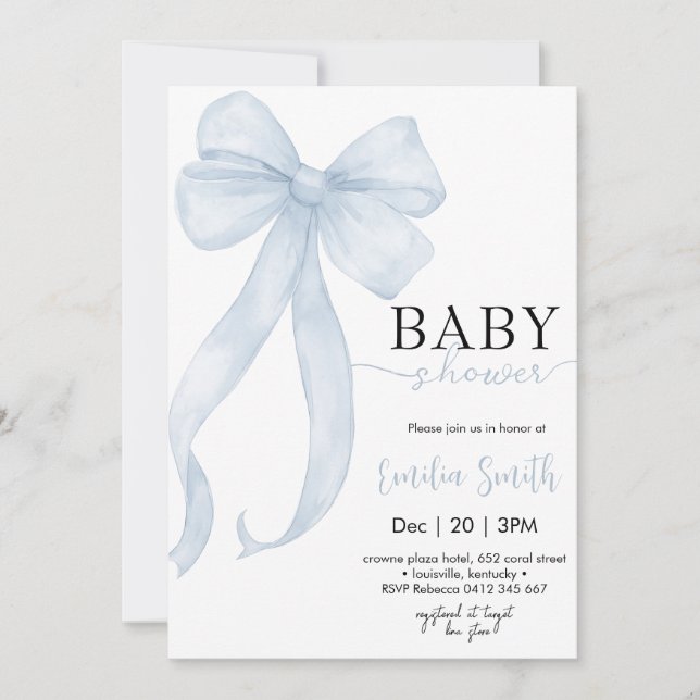 Invitación Blue Boy Coquette Bow (Anverso)