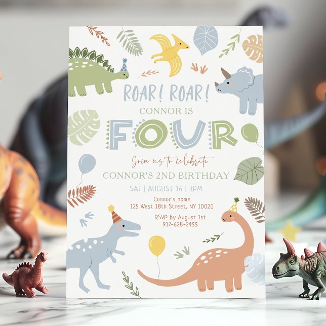 Invitación Blue Boy Dinosaur 4.º cumpleaños (Subido por el creador)