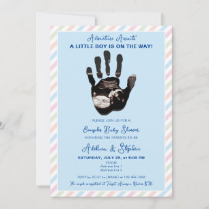 Invitación Blue Boy Pastel Ultrasonido Parejas Baby Shower