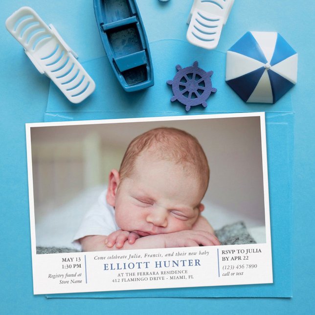 Invitación Blue Boy Post Birth Baby Shower Photo Sip & See (Subido por el creador)