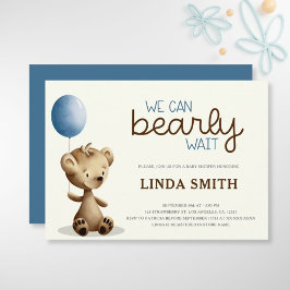 Invitación Blue Boy Teddy Bear Podemos Esperar A Baby Shower