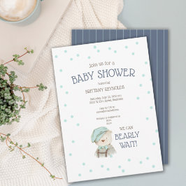 Invitación Blue Boy Woodland Forest Bear Baby Shower