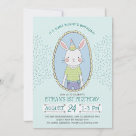 Invitación Blue Boys Bunny Birthday Party