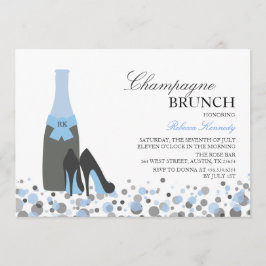Invitación Blue Bridal Shower Champagne Brunch Invite