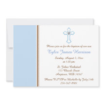 Blue Brown Cross Baby Boy Baptism / Christening