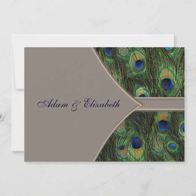 Invitación Blue Brown Peacock Wedding Invitations (Anverso)