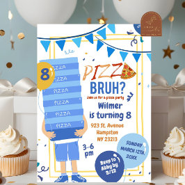 Invitación Blue Bruh You In Pizza and Balloon Birday Boy