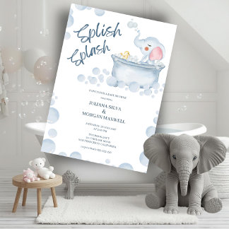 Invitación Blue Bubble Bath Animal Baby Shower