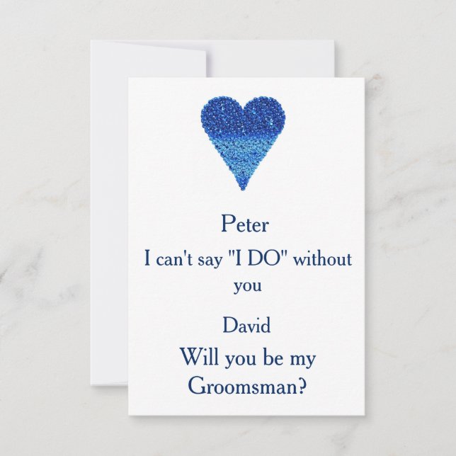 Invitación Blue Bubble Heart ¿Serás Mi Groomsman? (Anverso)