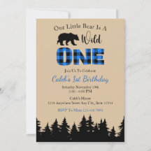 Blue Buffalo Plaid Lumberjack Primer Cumpleaños