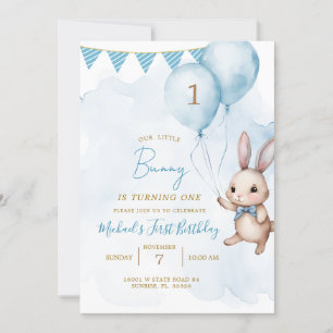 Invitación Blue Bunny Easter Birthday Party