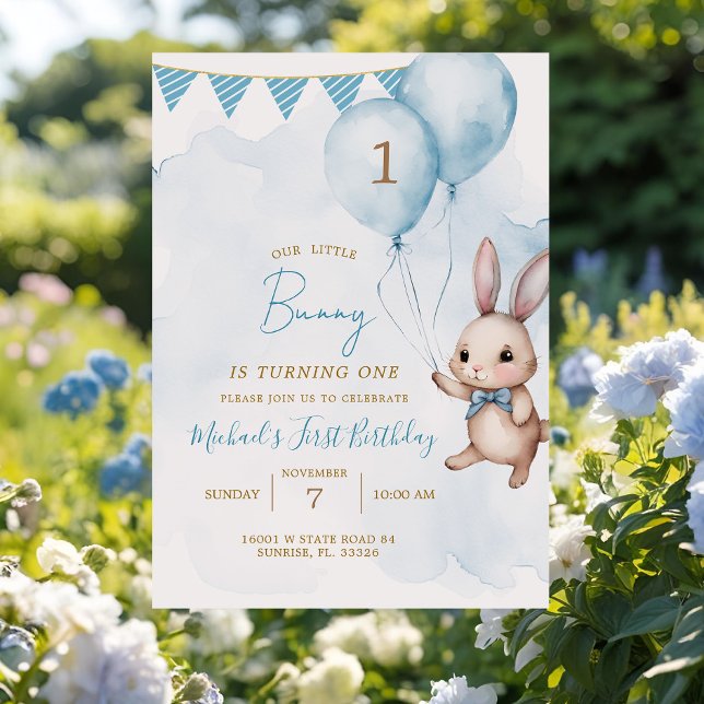 Invitación Blue Bunny Easter Birthday Party (Subido por el creador)